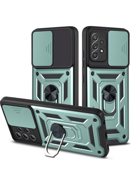 Samsung Galaxy A32 4g Kickstand Zırhlı Manyetik Halkalı Telefon Kılıfı Sağlam Koruyucu Askeri Sınıf Darbeye Dayanıklı Kılıf (Yurt Dışından)