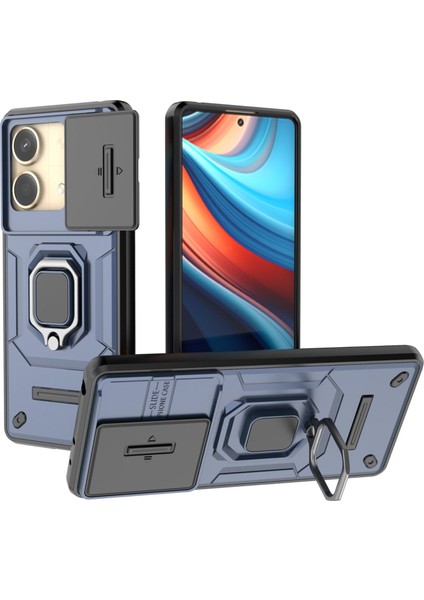 Xiaomi Poco X6 Kılıf, [tam Kamera Koruması] [360° Dönebilen Destek Halkası] Askeri Sınıf Sert Koruyucu Telefon Kılıfı Kapağı (Yurt Dışından)