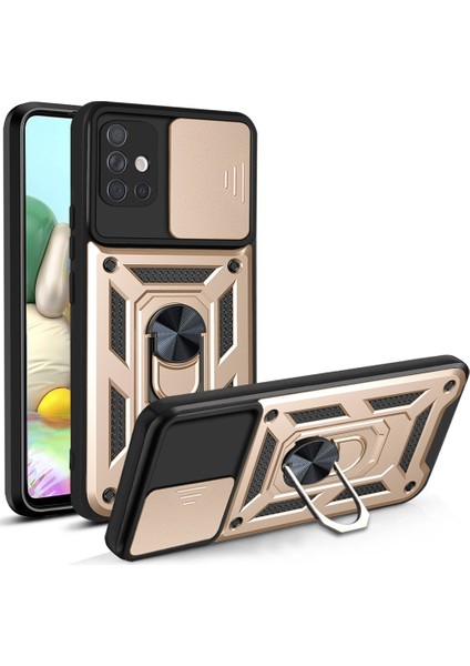Samsung Galaxy A51 5g Kickstand Zırhlı Manyetik Halkalı Telefon Kılıfı Sağlam Koruyucu Askeri Sınıf Darbeye Dayanıklı Kılıf (Yurt Dışından)