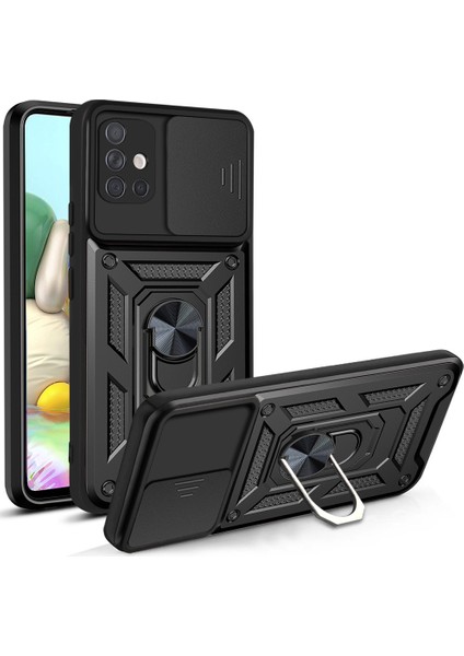 Samsung Galaxy A51 4g Kickstand Zırhlı Manyetik Halkalı Telefon Kılıfı Sağlam Koruyucu Askeri Sınıf Darbeye Dayanıklı Kılıf (Yurt Dışından)