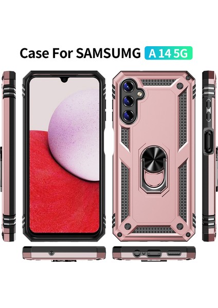 Samsung Galaxy A14 Kickstand Zırhlı Manyetik Halkalı Telefon Kılıfı Sağlam Koruyucu Askeri Sınıf Darbeye Dayanıklı Kılıf (Yurt Dışından) fiyatları