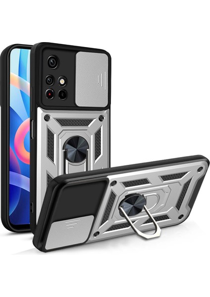 Xiaomi Redmi Note 11 Kickstand Zırhlı Manyetik Halkalı Telefon Kılıfı Sağlam Koruyucu Askeri Sınıf Darbeye Dayanıklı Kılıf (Yurt Dışından)