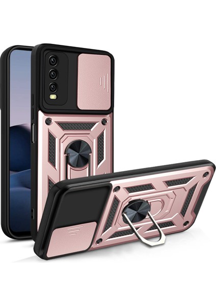 Vivo Y19 Kickstand Zırhlı Manyetik Halkalı Telefon Kılıfı Sağlam Koruyucu Askeri Sınıf Darbeye Dayanıklı Kılıf (Yurt Dışından)