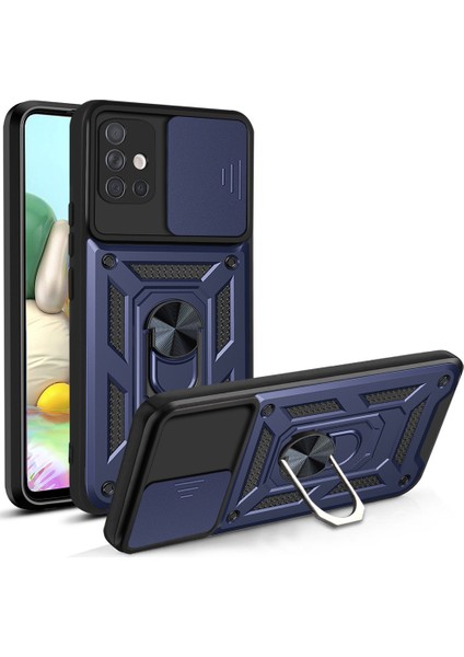 Samsung Galaxy A51 4g Kickstand Zırhlı Manyetik Halkalı Telefon Kılıfı Sağlam Koruyucu Askeri Sınıf Darbeye Dayanıklı Kılıf (Yurt Dışından)