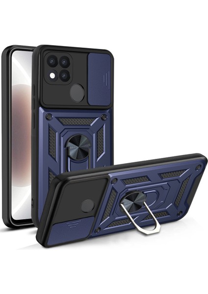 Oppo A15/OPPO A15S Kickstand Zırhlı Manyetik Halkalı Telefon Kılıfı Sağlam Koruyucu Askeri Sınıf Darbeye Dayanıklı Kılıf (Yurt Dışından)