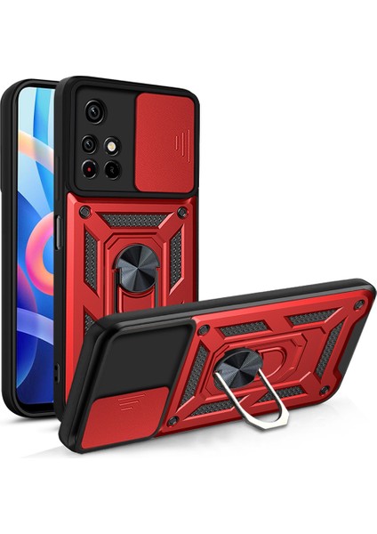 Xiaomi Redmi Note 11 Pro Plus Kickstand Zırhlı Manyetik Halkalı Telefon Kılıfı Sağlam Koruyucu Askeri Sınıf Darbeye Dayanıklı Kılıf (Yurt Dışından)