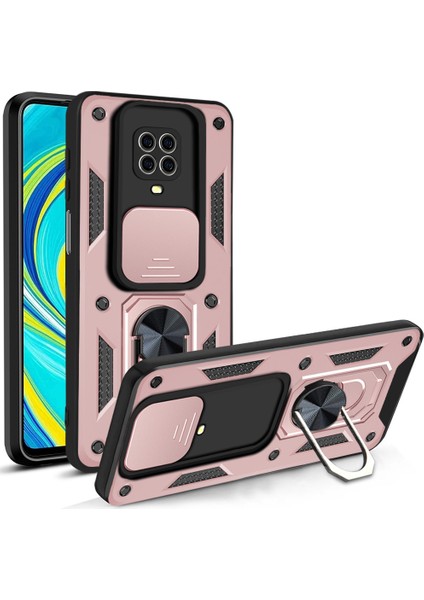 Xiaomi Redmi Note 9 Pro Kickstand Zırhlı Manyetik Halkalı Telefon Kılıfı Sağlam Koruyucu Askeri Sınıf Darbeye Dayanıklı Kılıf (Yurt Dışından)