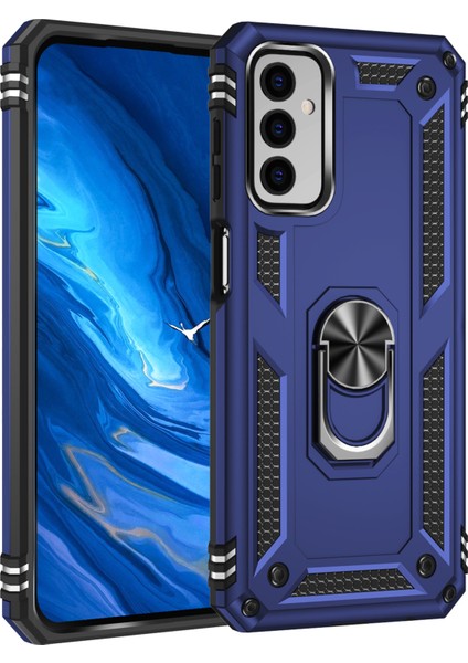 Samsung Galaxy M23 Kickstand Zırhlı Manyetik Halkalı Telefon Kılıfı Sağlam Koruyucu Askeri Sınıf Darbeye Dayanıklı Kılıf (Yurt Dışından)