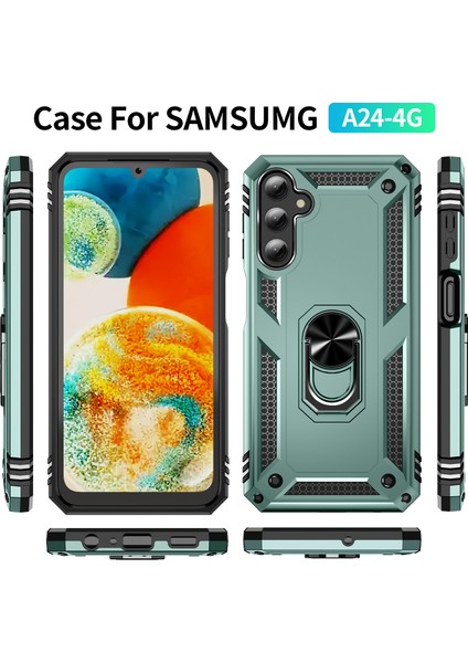 Samsung Galaxy A24 Kickstand Zırhlı Manyetik Halkalı Telefon Kılıfı Sağlam Koruyucu Askeri Sınıf Darbeye Dayanıklı Kılıf (Yurt Dışından) fiyatları