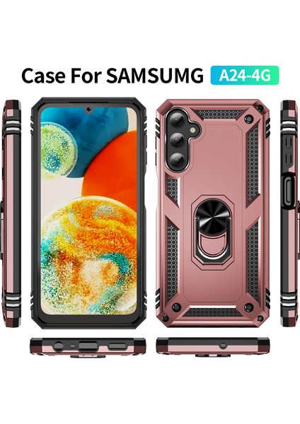 Samsung Galaxy A24 Kickstand Zırhlı Manyetik Halkalı Telefon Kılıfı Sağlam Koruyucu Askeri Sınıf Darbeye Dayanıklı Kılıf (Yurt Dışından) fiyatları
