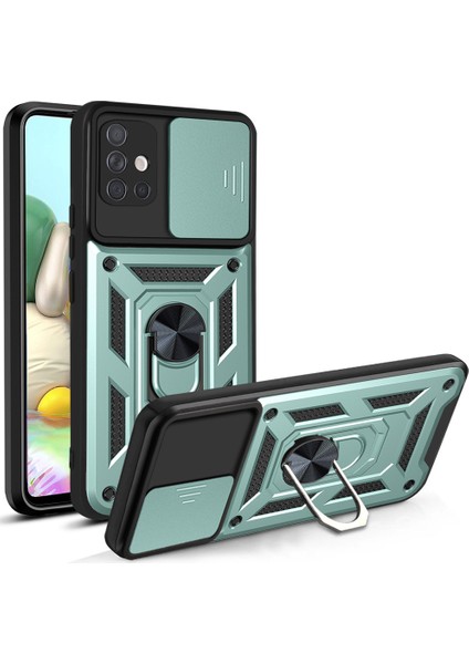 Samsung Galaxy A31 Kickstand Zırhlı Manyetik Halkalı Telefon Kılıfı Sağlam Koruyucu Askeri Sınıf Darbeye Dayanıklı Kılıf (Yurt Dışından)