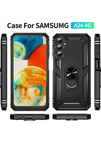 Samsung Galaxy A24 Kickstand Zırhlı Manyetik Halkalı Telefon Kılıfı Sağlam Koruyucu Askeri Sınıf Darbeye Dayanıklı Kılıf (Yurt Dışından) fiyatları