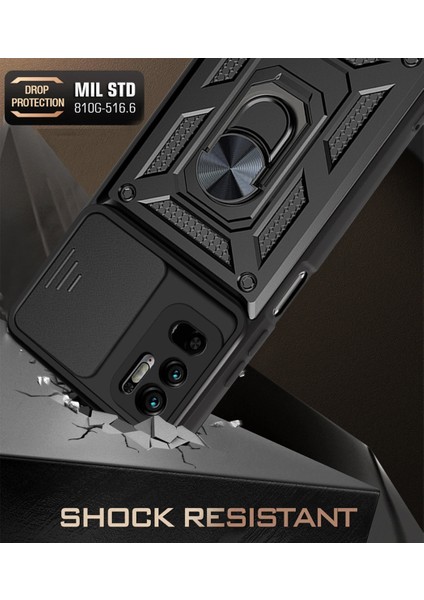 Xiaomi Redmi Note 10 4g Kickstand Zırhlı Manyetik Halkalı Telefon Kılıfı Sağlam Koruyucu Askeri Sınıf Darbeye Dayanıklı Kılıf (Yurt Dışından) fiyatları