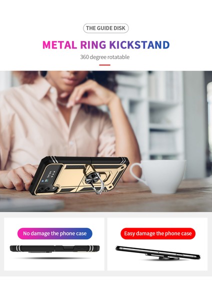 Samsung Galaxy Z Flip 4 Kickstand Zırhlı Manyetik Halkalı Telefon Kılıfı Sağlam Koruyucu Askeri Sınıf Darbeye Dayanıklı Kılıf (Yurt Dışından)