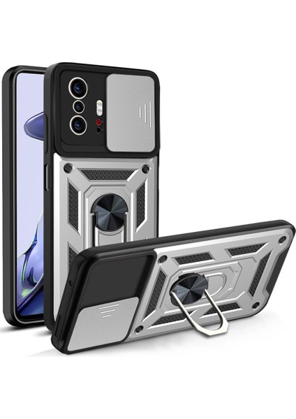 Xiaomi Mi 11T Pro Kickstand Zırhlı Manyetik Halkalı Telefon Kılıfı Sağlam Koruyucu Askeri Sınıf Darbeye Dayanıklı Kılıf (Yurt Dışından)