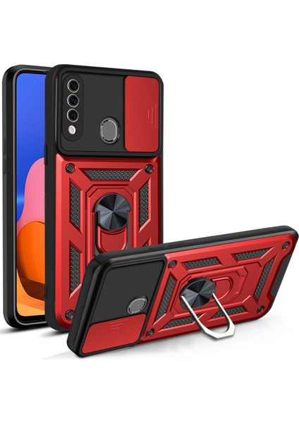 Samsung Galaxy A20S Kickstand Zırhlı Manyetik Halkalı Telefon Kılıfı Sağlam Koruyucu Askeri Sınıf Darbeye Dayanıklı Kılıf (Yurt Dışından)