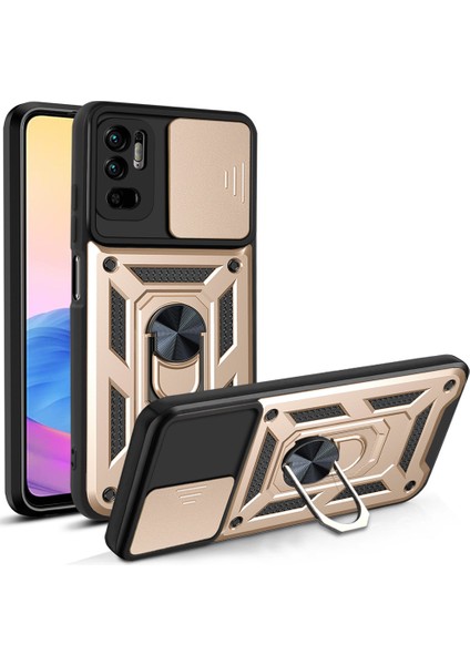 Xiaomi Poco X3 Gt Kickstand Zırhlı Manyetik Halkalı Telefon Kılıfı Sağlam Koruyucu Askeri Sınıf Darbeye Dayanıklı Kılıf (Yurt Dışından)