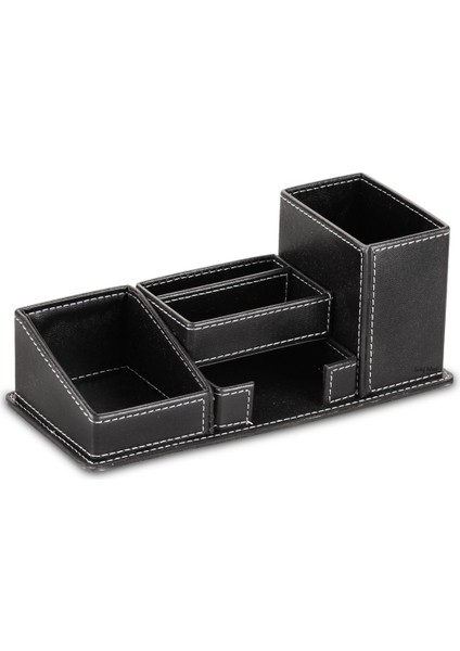 5 Bölmeli Organizer Masaüstü Ofis Masa Düzenleyici Aksesuar Deri Kalemlik, Deri Kalemlik Notluk, Masa Kalemliği