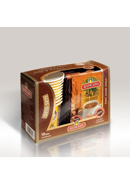 Altın Cezve Hazır Türk Kahvesi Ofis Seti Orta Şekerli 10 x 9 gr - 10LU Paket