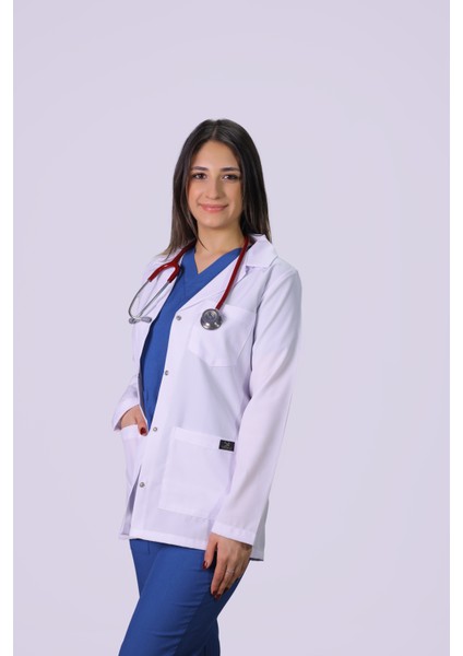 Hgm Collection Kadın Uzun Kol Klasik Yaka Medikal Önlük Doktor Hemşire Ezcacı Öğretmen Önlüğü Ince Kumaş