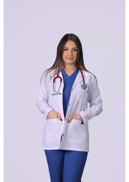 Hgm Collection Kadın Uzun Kol Klasik Yaka Medikal Önlük Doktor Hemşire Ezcacı Öğretmen Önlüğü Ince Kumaş