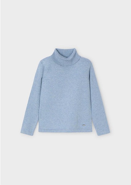 Kışlık Kız Çocuk Balıkçıyaka Örme Kazak - Mavi