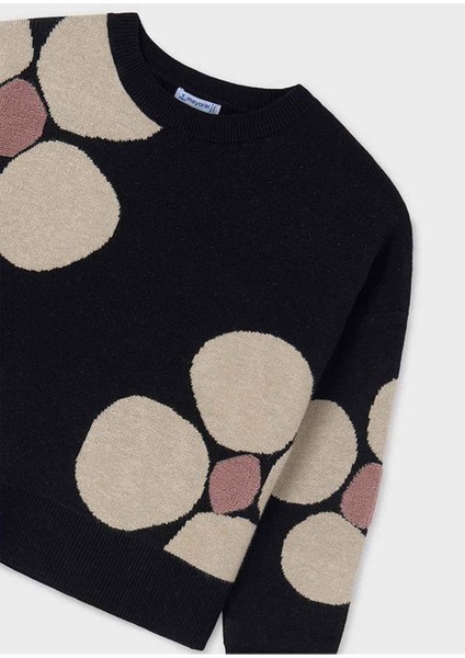 Kışlık Kız Çocuk Çiçekli Kazak - Siyah modelleri