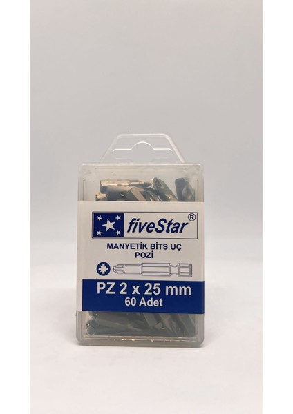 Pz 2 25 mm Manyetik Bit Uç Pozi Vidalama Ucu 60 Adet