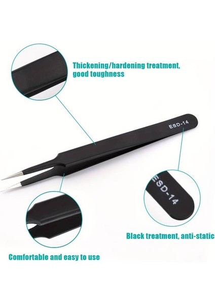 Fxn-06 Penset Esd Anti-Statik Paslanmaz Çelik Elektronik Tamir El Sanatları 6 Parça Cımbız Set