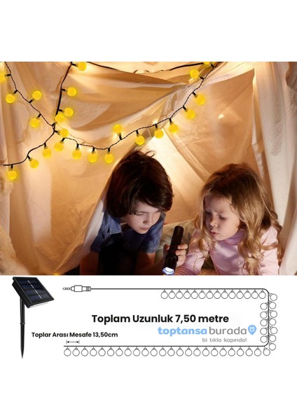 Solar 50 Ledli Top 8 Modlu Sarı Işık Bahçe Aydınlatma Dekorasyon Güneş Enerjili fırsatları