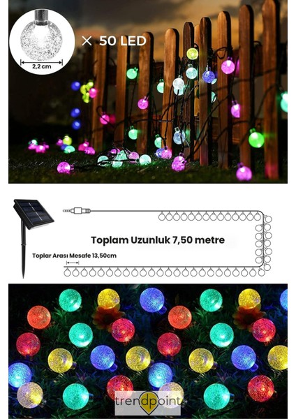 Solar Kristal Top 50 Ledli Rgb Işık 8 Modlu Bahçe Aydınlatma Dekorasyon Güneş Enerjili fiyatları