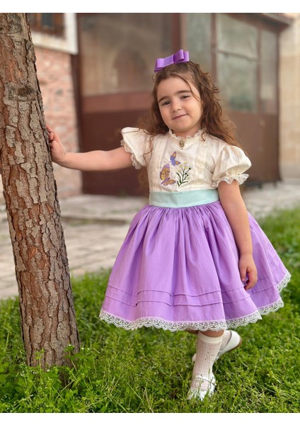 Lila Papatyalı Vintage Kız Bebek Elbise,doğum Günü Elbise,fotoğraf Çekim Elbise,0-10 Yaş Uygun fırsatları