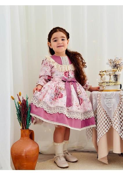 Pembe Royal Vintage Kız Bebek Elbise,doğum Günü Elbise,fotoğraf Çekim Elbise,0-10 Yaş Uygun