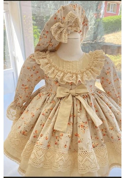 Vintage Model Çiçekli Elbise - Çocuk Abiyesi - Doğum Günü Kıyafeti 0-10 Yaş Için Uygun