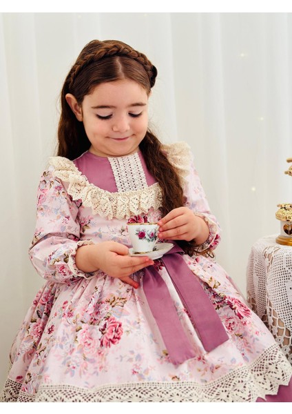 Pembe Royal Vintage Kız Bebek Elbise,doğum Günü Elbise,fotoğraf Çekim Elbise,0-10 Yaş Uygun modelleri