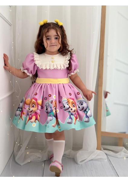 Paw Patrol Vintage Kız Bebek Elbise,doğum Günü Elbise,fotoğraf Çekim Elbise,0-10 Yaş Uygun