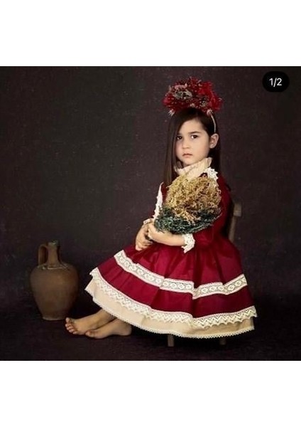 Bordo Vintage Kız Bebek Elbisesi, Özel Dikim Kız Çocuk Elbisesi, Doğum Günü Elbisesi, Fotoğraf Çekim Elbisesi, Kız Bebek Hediyesi, 0-7 Yaşa Uygun fiyatları