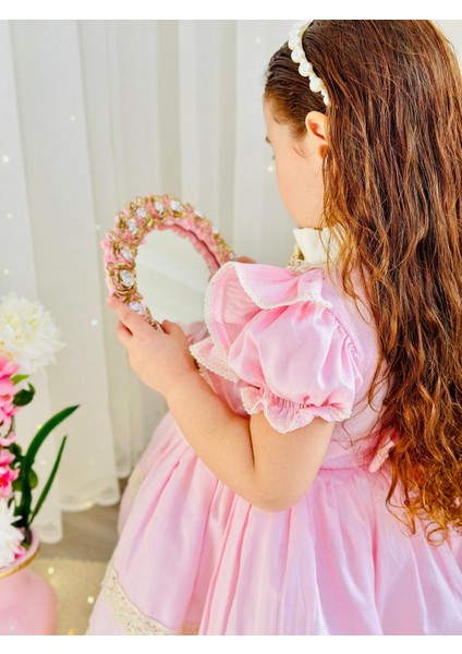 Pembe Krem Vintage Kız Bebek Elbisesi,doğum Günü,fotoğraf Çekim Elbise,0-10 Yaş Uygun fiyatları