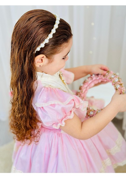 Pembe Krem Vintage Kız Bebek Elbisesi,doğum Günü,fotoğraf Çekim Elbise,0-10 Yaş Uygun modelleri