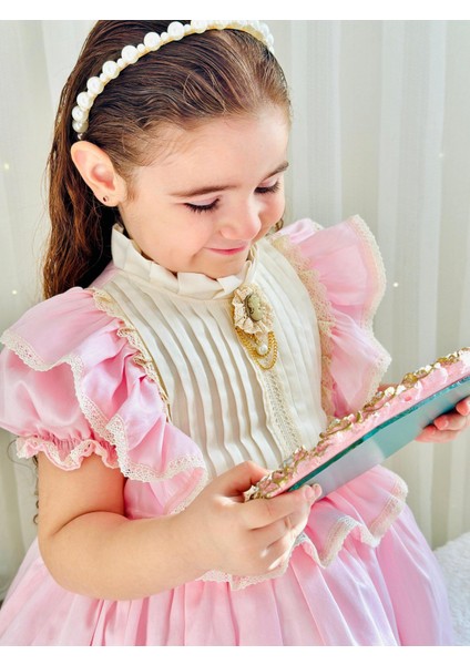 Pembe Krem Vintage Kız Bebek Elbisesi,doğum Günü,fotoğraf Çekim Elbise,0-10 Yaş Uygun fırsatları