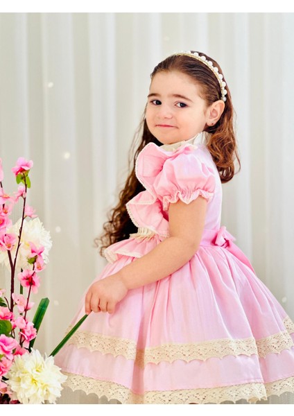 Pembe Krem Vintage Kız Bebek Elbisesi,doğum Günü,fotoğraf Çekim Elbise,0-10 Yaş Uygun indirimleri