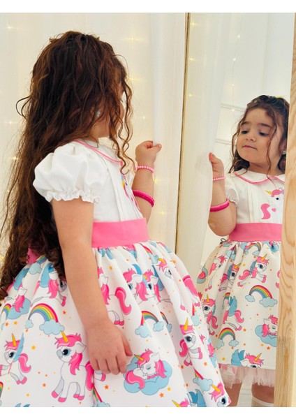 Unicorn Vintage Kız Bebek Elbisesi,Doğum günü,fotoğraf çekim elbise,0-12 Yaş Uygun modelleri
