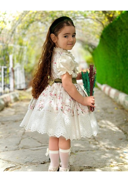 Krem Bahar Vintage Kız Bebek Elbise,doğum Günü Elbise,fotoğraf Çekim Elbise,0-10 Yaş Uygun fırsatları