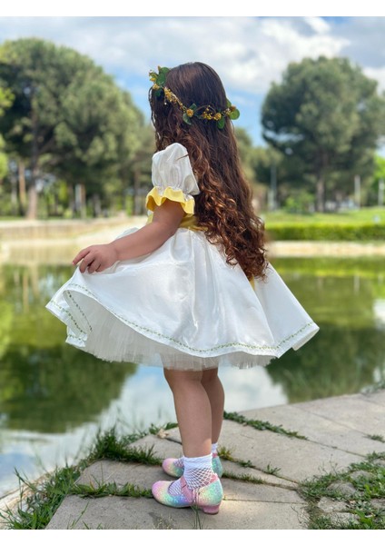 Sarı Papatya Vintage Kız Bebek Elbise,Doğum günü elbise,fotoğraf çekim elbise,0-12 Yaş Uygun fırsatları