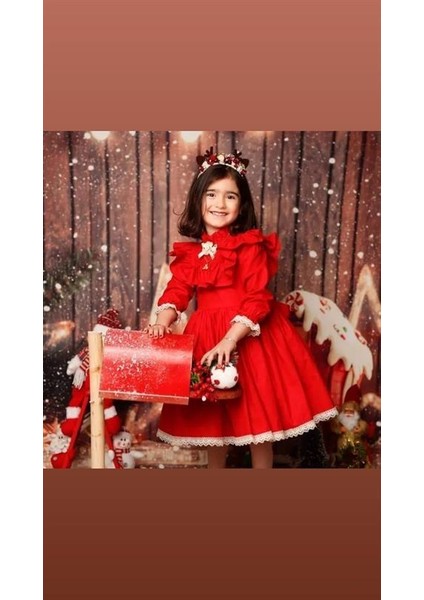 Kırmızı Yılbaşı Vintage Kız Bebek Elbisesi,fotoğraf Çekim Elbisesi,0-10 Yaşa Uygun fiyatları
