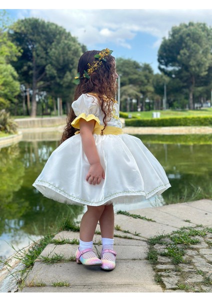 Sarı Papatya Vintage Kız Bebek Elbise,Doğum günü elbise,fotoğraf çekim elbise,0-12 Yaş Uygun fiyatları