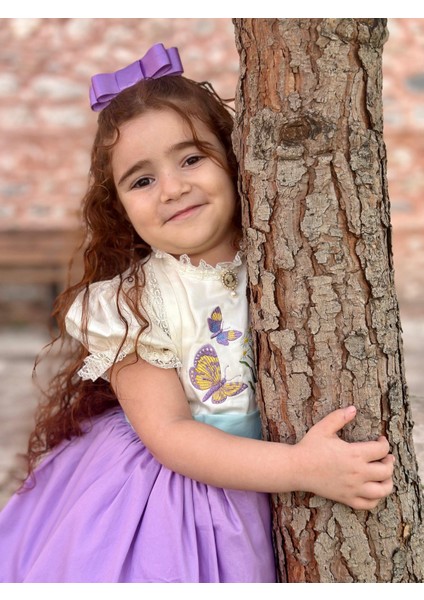 Lila Papatyalı Vintage Kız Bebek Elbise,Doğum günü elbise,fotoğraf çekim elbise,0-12 Yaş Uygun