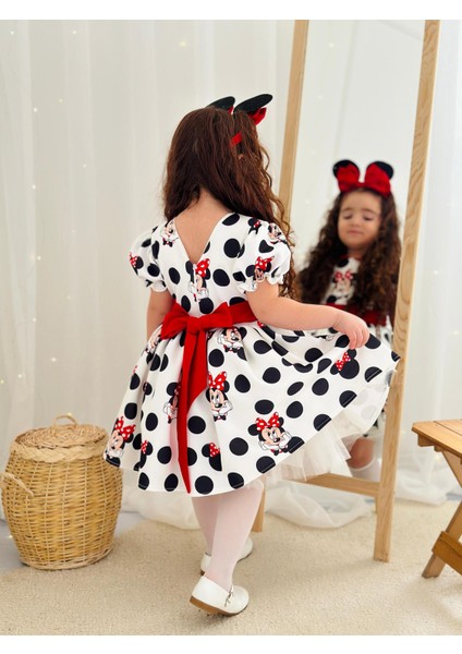 Beyaz Mickey Mouse Vintage Kız Bebek Elbise,doğum Günü Elbise,fotoğraf Çekim Elbise,0-10 Yaş Uygun fırsatları