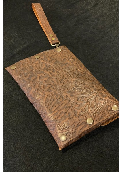 Kadın Çanta Kahve Desenli Hakiki Deri Çapraz Askılı Clutch Portföy Çanta modelleri