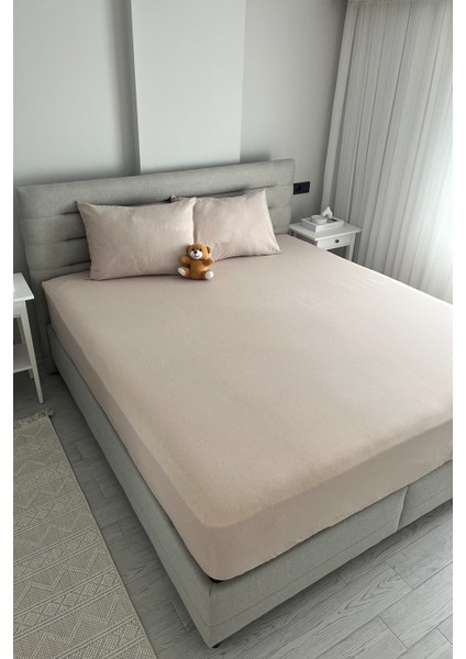 Tek Kişilik Lastikli Çarşaf Bej 100x200